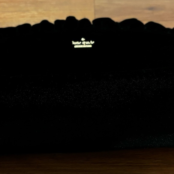 NWOT Kate Spade Velvet Clutch Could be cosmetic bag Ruffles Gold hardware NEW - Picture 13 of 16